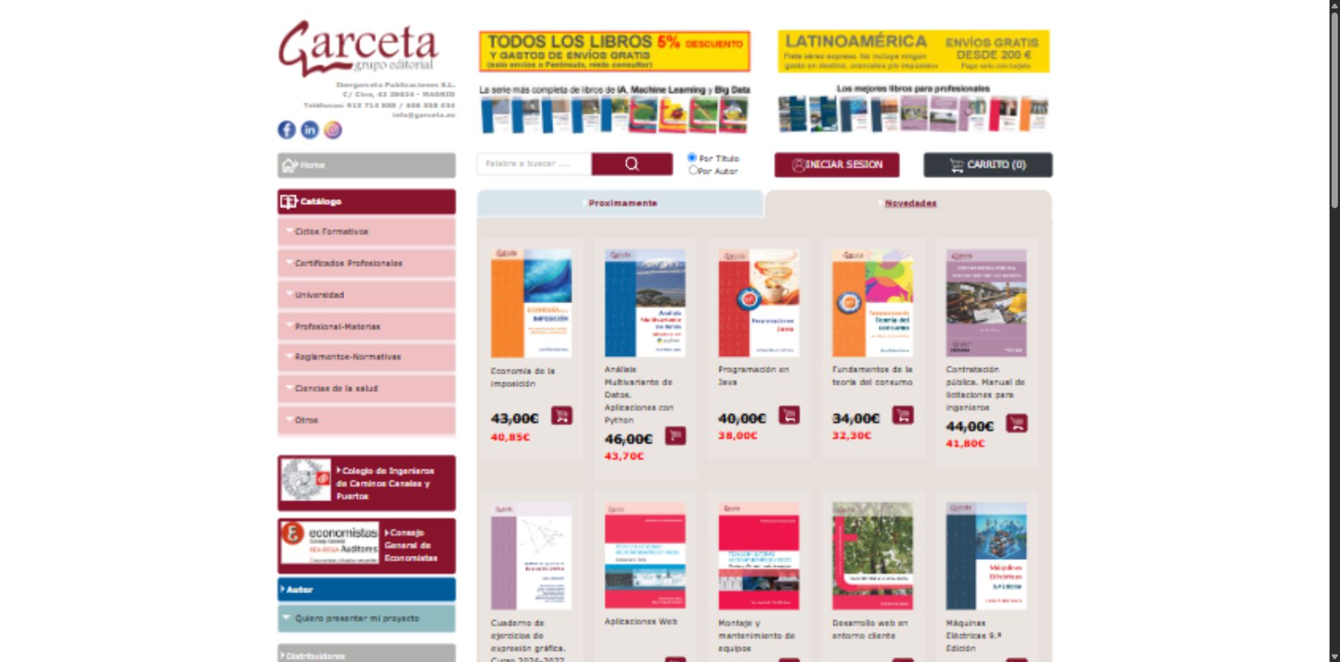 Web de Editorial Garceta